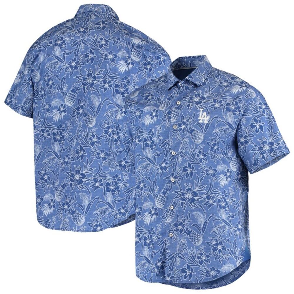Los Angeles Dodgers Tommy Bahama Sport Tiki Luau Button-Up Shirt - Royal XXXL - Picture 2 of 9